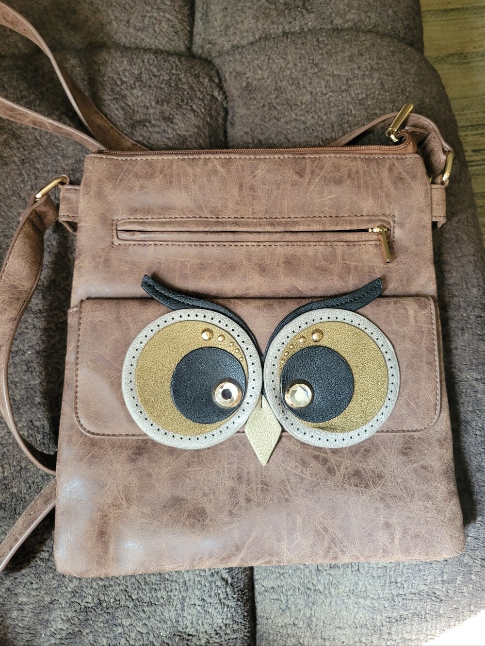 Cato's Brown Faux Leather Owl Crossbody Bag with Zip Wallet - Picture 2 of 3